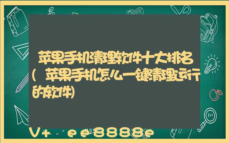 苹果手机清理软件十大排名(苹果手机怎么一键清理运行的软件)