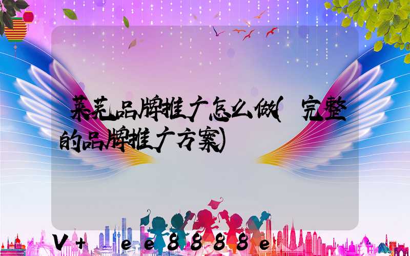 莱芜品牌推广怎么做(完整的品牌推广方案)
