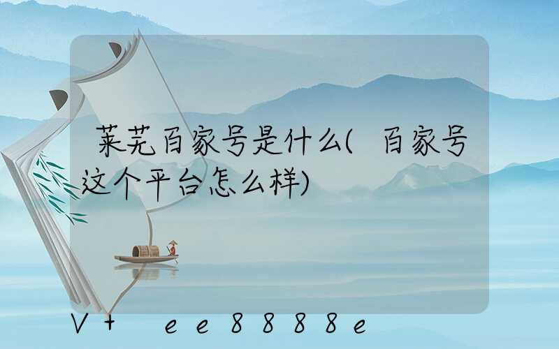 莱芜百家号是什么(百家号这个平台怎么样)