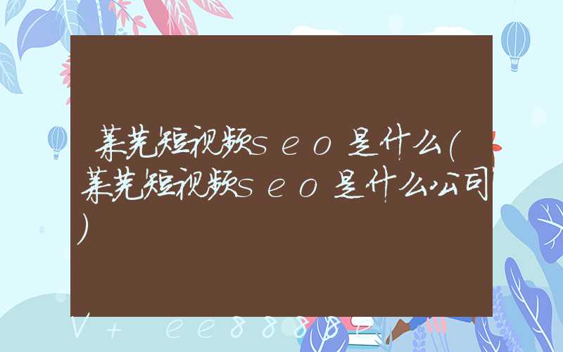 莱芜短视频seo是什么(莱芜短视频seo是什么公司)