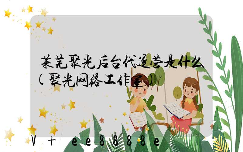 莱芜聚光后台代运营是什么(聚光网络工作室)