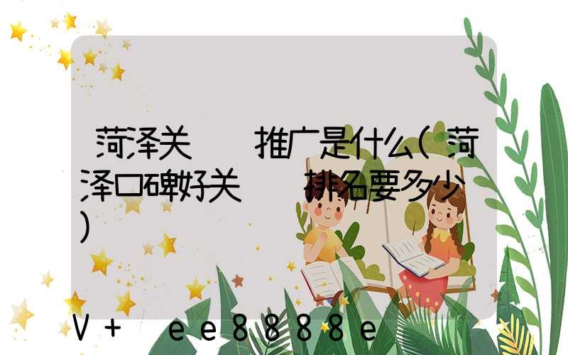 菏泽关键词推广是什么(菏泽口碑好关键词排名要多少钱)
