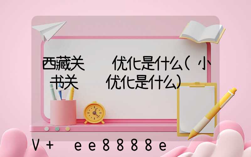 西藏关键词优化是什么(小红书关键词优化是什么)