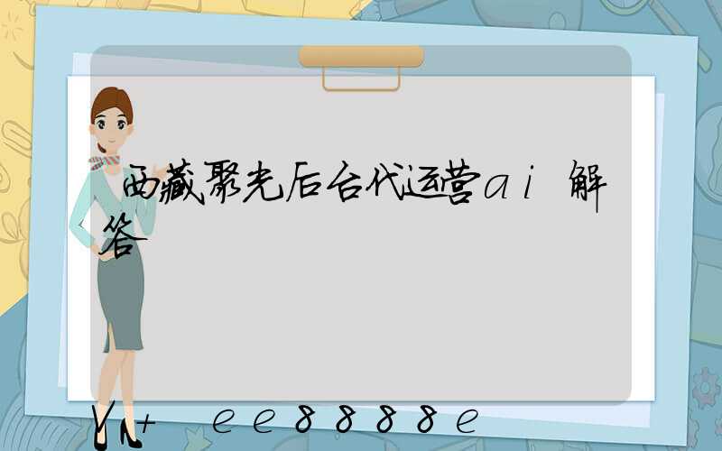 西藏聚光后台代运营ai解答