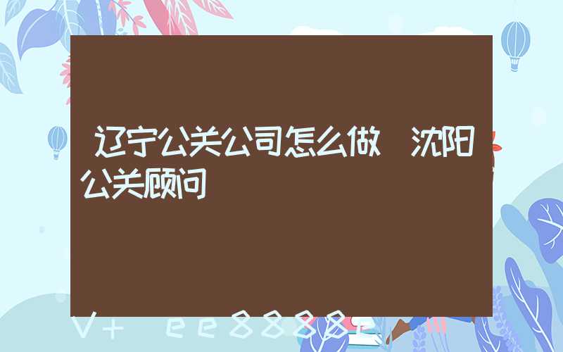 辽宁公关公司怎么做(沈阳公关顾问)