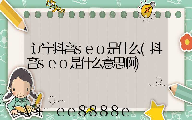 辽宁抖音seo是什么(抖音seo是什么意思啊)