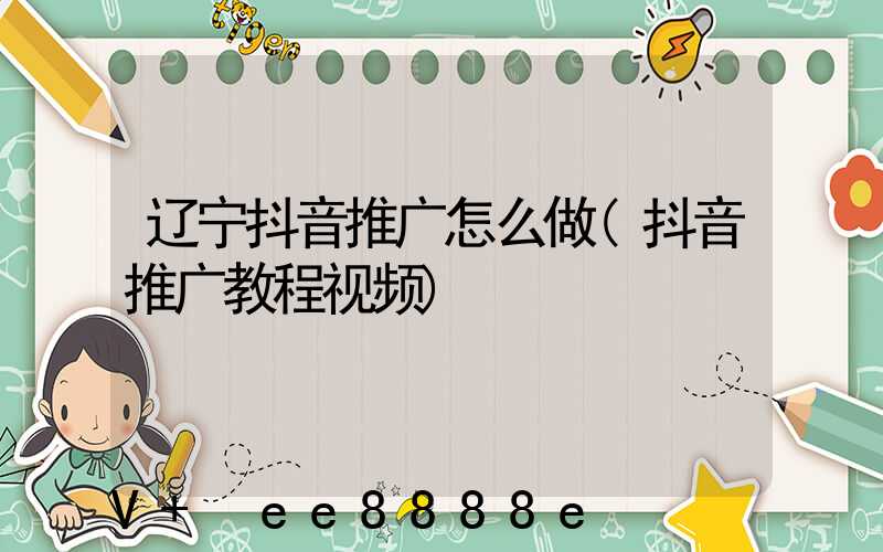 辽宁抖音推广怎么做(抖音推广教程视频)