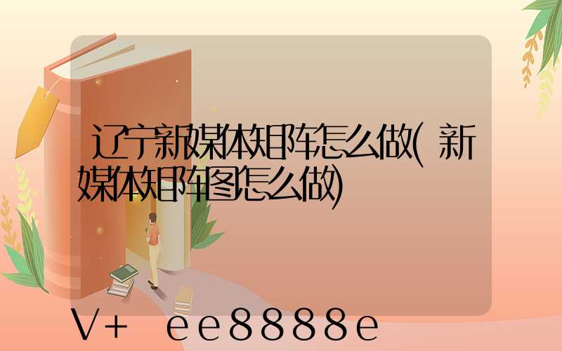 辽宁新媒体矩阵怎么做(新媒体矩阵图怎么做)
