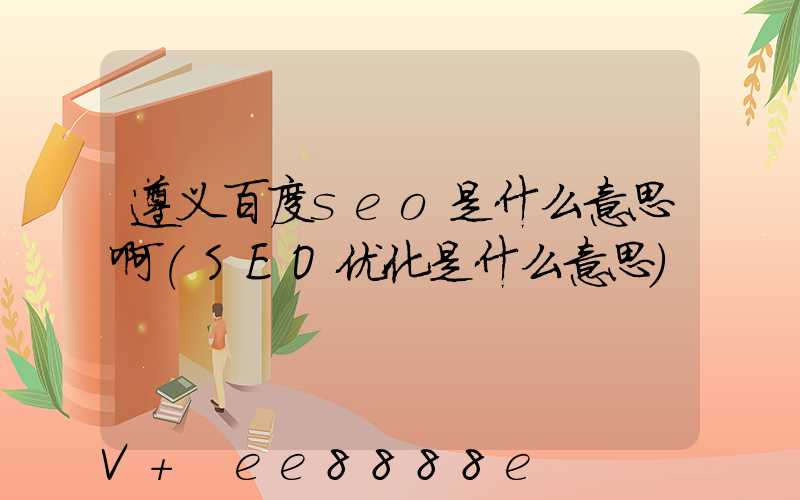 遵义百度seo是什么意思啊(SEO优化是什么意思)