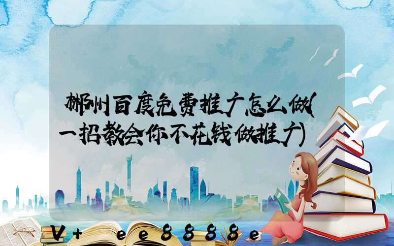 郴州百度免费推广怎么做(一招教会你不花钱做推广)