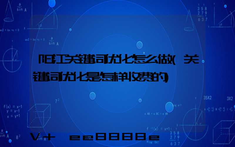 阳江关键词优化怎么做(关键词优化是怎样收费的)