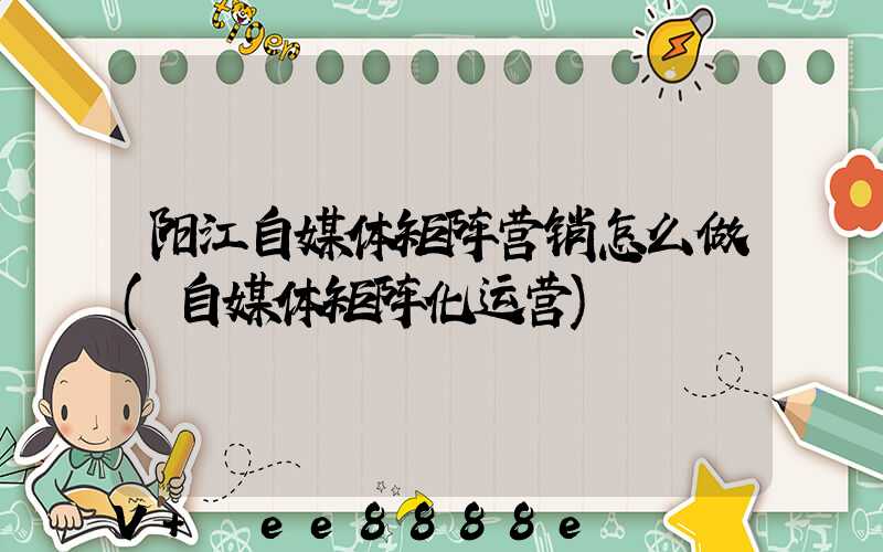 阳江自媒体矩阵营销怎么做(自媒体矩阵化运营)