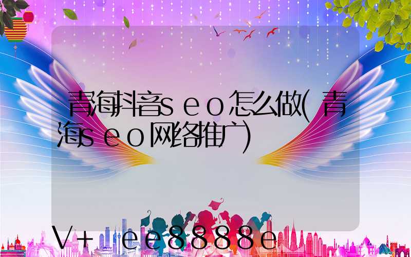 青海抖音seo怎么做(青海seo网络推广)