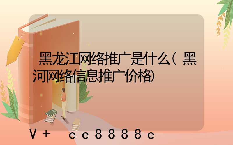 黑龙江网络推广是什么(黑河网络信息推广价格)